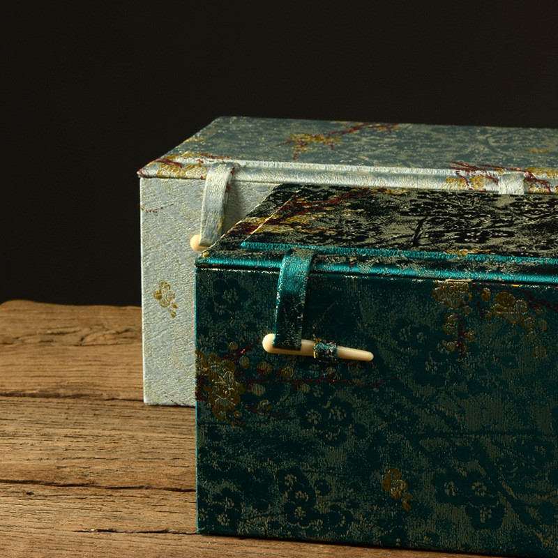 ki9s中式收藏品梅花锦艺布包茶杯紫砂壶装盒工艺品盒礼品盒正方形