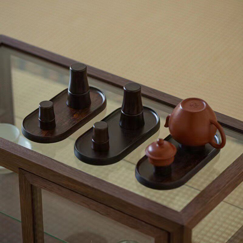 黑檀实木晾壶托实木盖置壶盖架茶壶架紫砂壶沥水架收纳架茶道配件