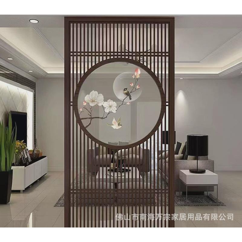 新中式屏风隔断客厅玄关门厅艺术现代装饰中式隔断墙胡桃木实木