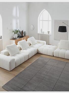 saba极简像素沙发法式奶油风布艺大户型客厅简约模块组合直排沙发