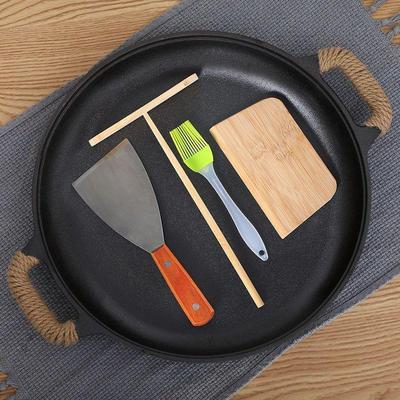 煎饼锅双耳平底锅商用烙饼锅无涂层鏊子不粘锅家用摊煎饼果子工具