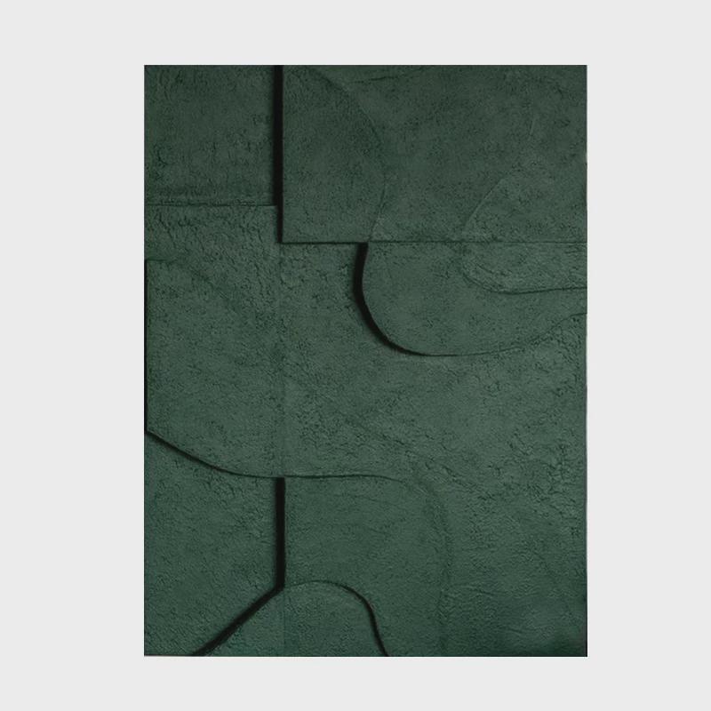客厅抽象装饰画高级感简约现代挂画绿色手绘画木雕立体画肌理油画