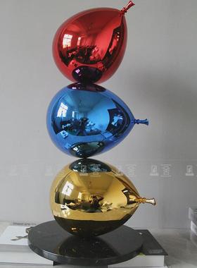 简约创意彩色电镀气球叠球玻璃钢雕塑酒店会所大堂售楼处玄关摆件