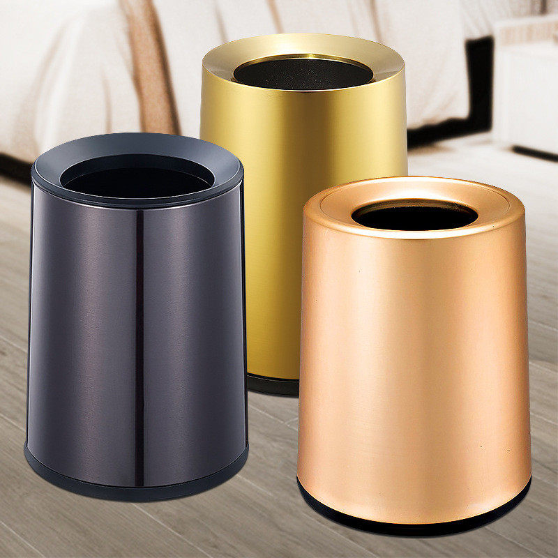南方锥形房间桶不锈钢烤漆桶铝合金客房垃圾桶双层套gnfktv垃圾筒