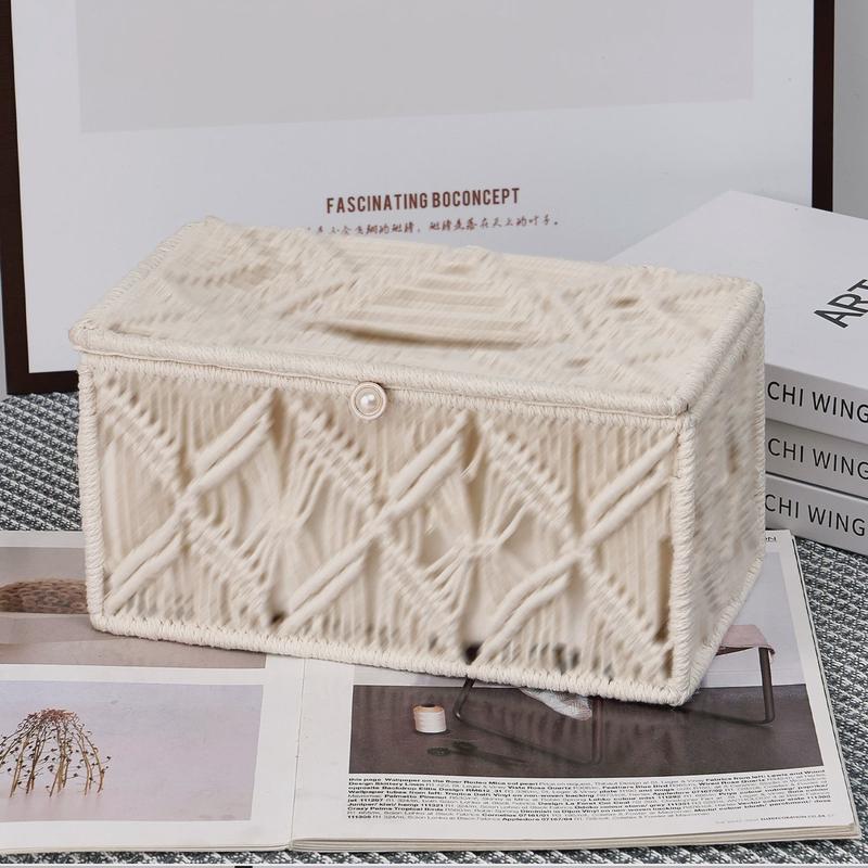 纸巾盒家居北欧日用置物收纳盒创意棉绳编织抽纸盒