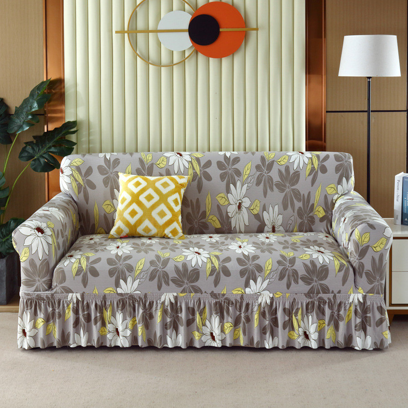 全包老式带裙边款万能弹力沙发套欧式沙发套罩裙摆四季通用沙发罩