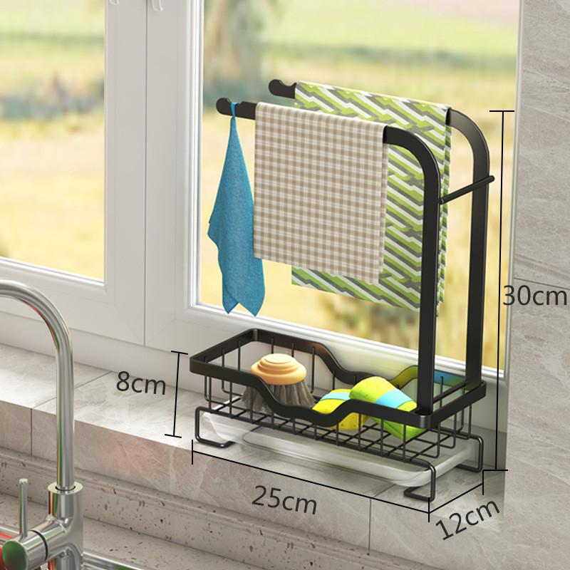 窗台落地厨房抹布架置物架免打孔台面壁挂晾放洗碗布沥水挂架收纳