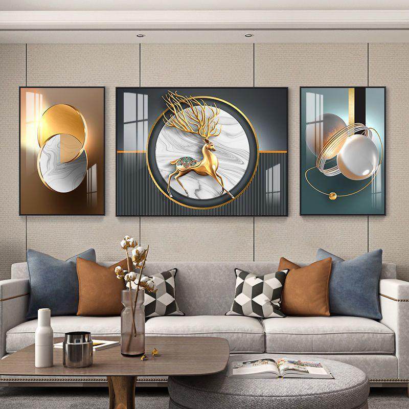 客厅装饰画山水画现代简约沙发背景墙挂画三联画中式北欧轻奢壁画,家居饰品,现代装饰画,淘宝优惠券,粉丝福利购,淘宝优惠卷