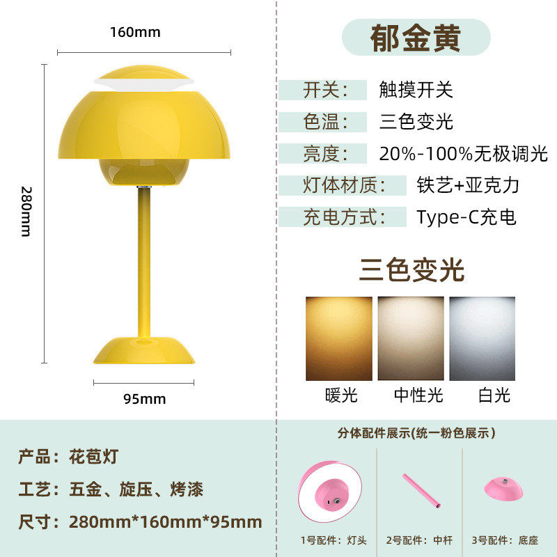 创意ins风卧室装饰台灯床头高级感led小夜灯厅用餐睡觉桌面氛围灯