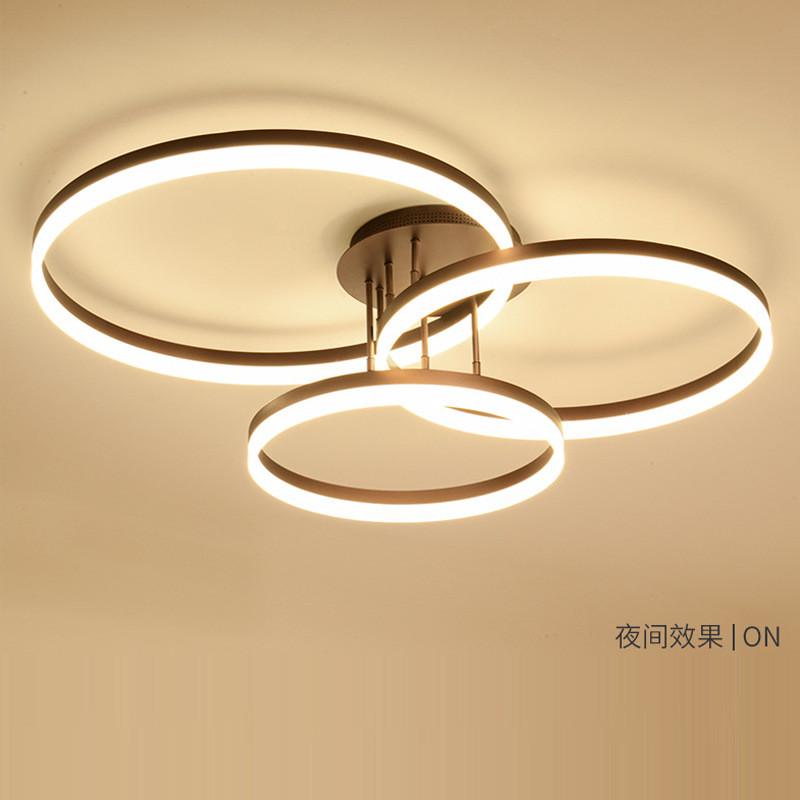 后现代简约led亚克力吸顶灯北欧客厅灯房间卧室灯圆形三圈创意灯