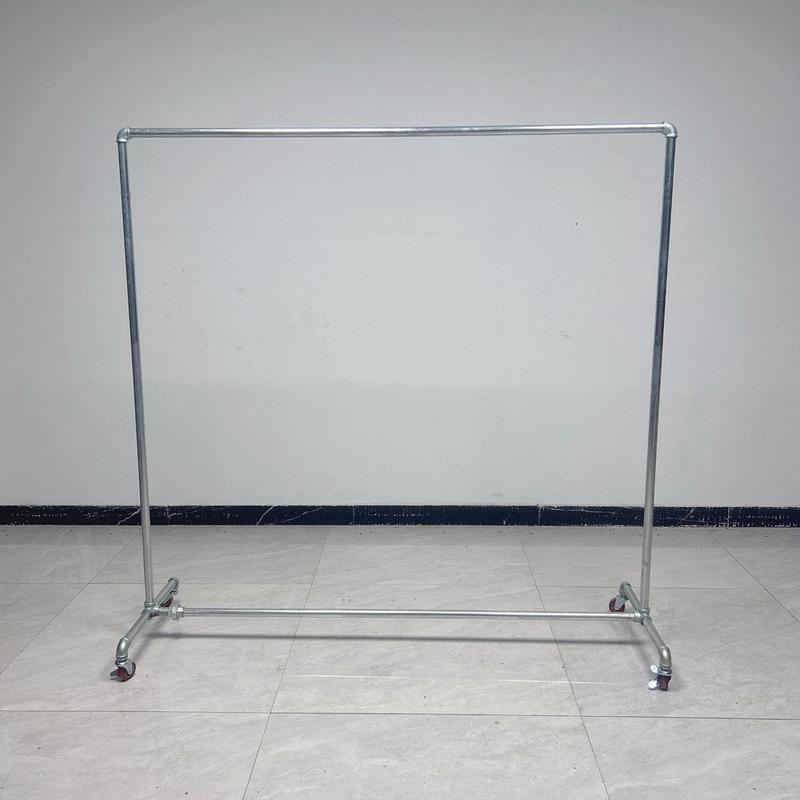 服装店展示架落地单杠阳台展会家用落地水管轮地摊带架水管晾衣架