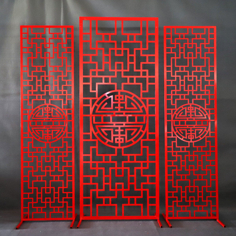 装饰用品中式婚庆道具铁艺雕刻屏风摆件婚礼现场舞台背景布置新款