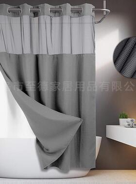 热销大环大圈230gsm华夫格双层浴帘卫生间隔断帘防水防霉可拆内帘