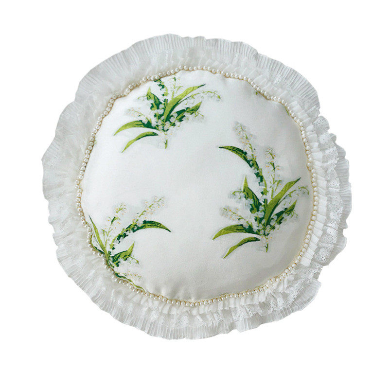 9v7t铃兰花法式抱枕田园靠枕套蕾丝小清新靠垫可拆洗腰枕床头靠背