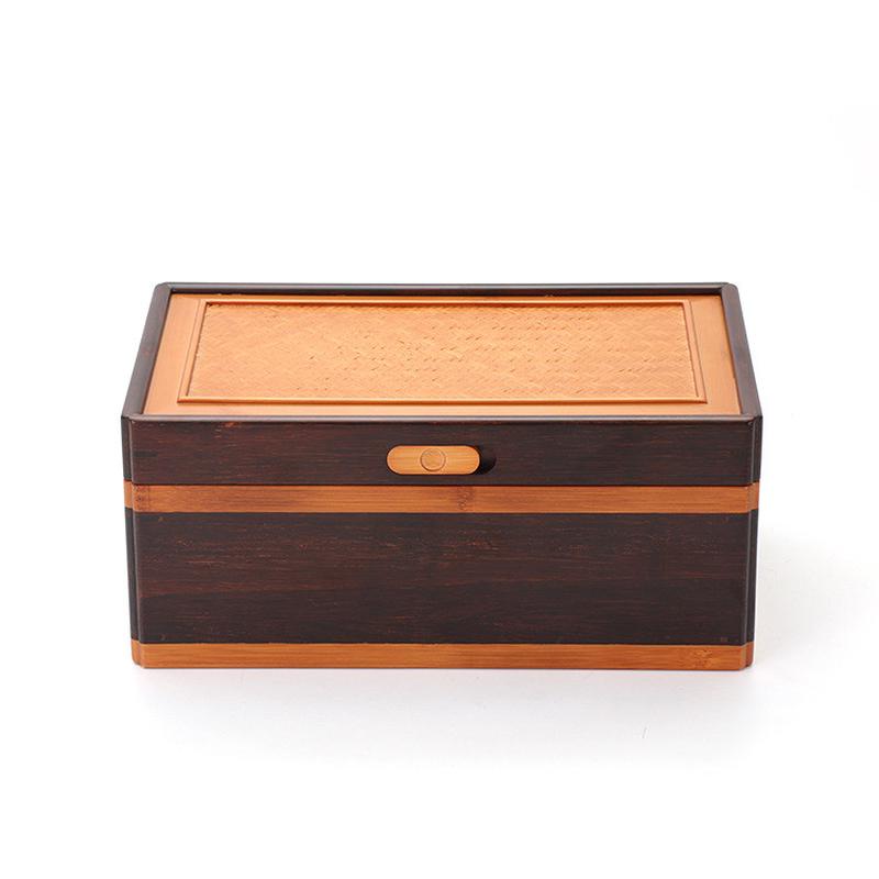 热销扣重竹滑高档竹盒竹篾编织盒紫砂壶茶具套装一壶四杯主人杯包