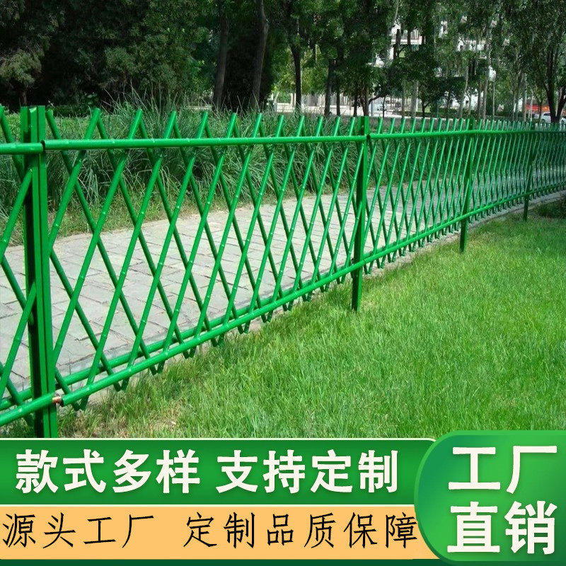 镀锌钢仿竹护栏绿色隔离护栏篱笆草坪景观生态仿竹铁艺篱笆直销