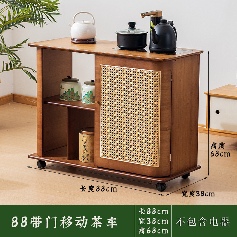 曲功夫茶桌客厅楠竹藤边茶几茶车天下新中式阳台滑轮移动茶水茶台