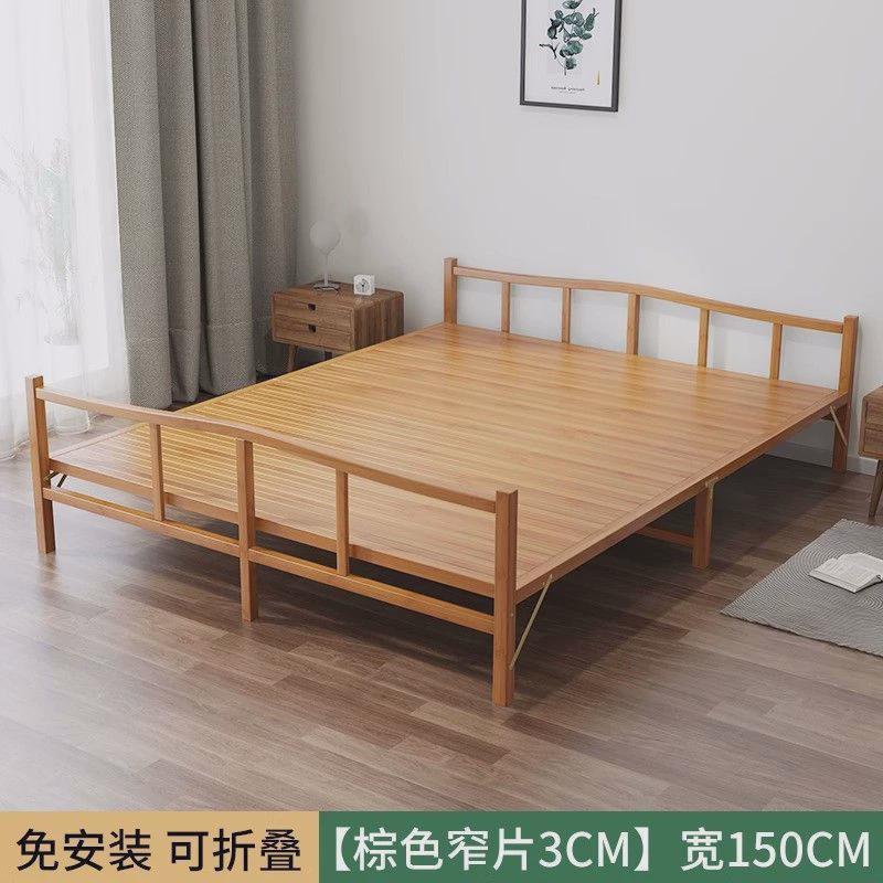 竹床折叠床单人一米家用款成人午休简易出租房双人二老式硬板凉床
