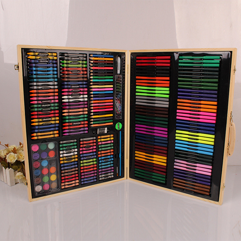 儿童水彩笔套装251文具木盒女孩美术画笔彩铅油画棒小学生件