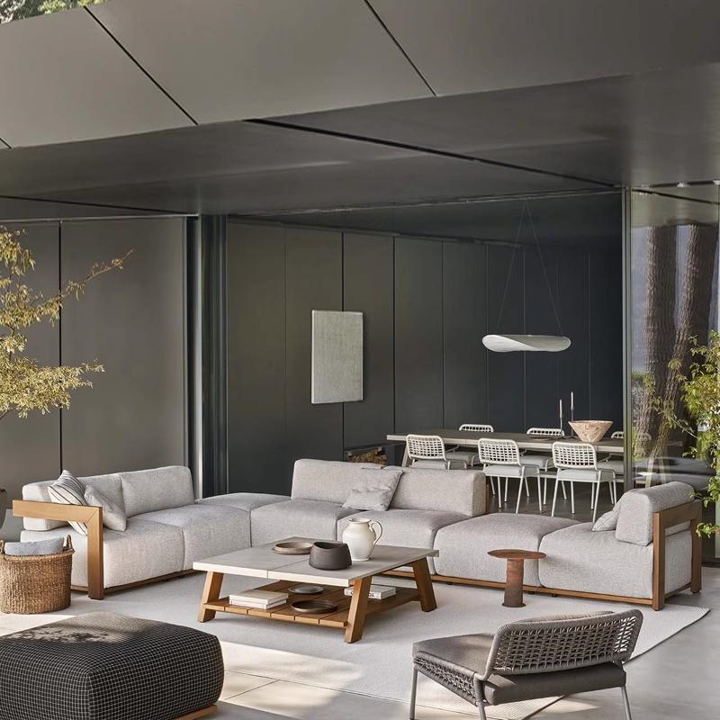 户外沙发北欧桌椅藤编家具设计师创意样花园别墅客厅庭院柚木实木