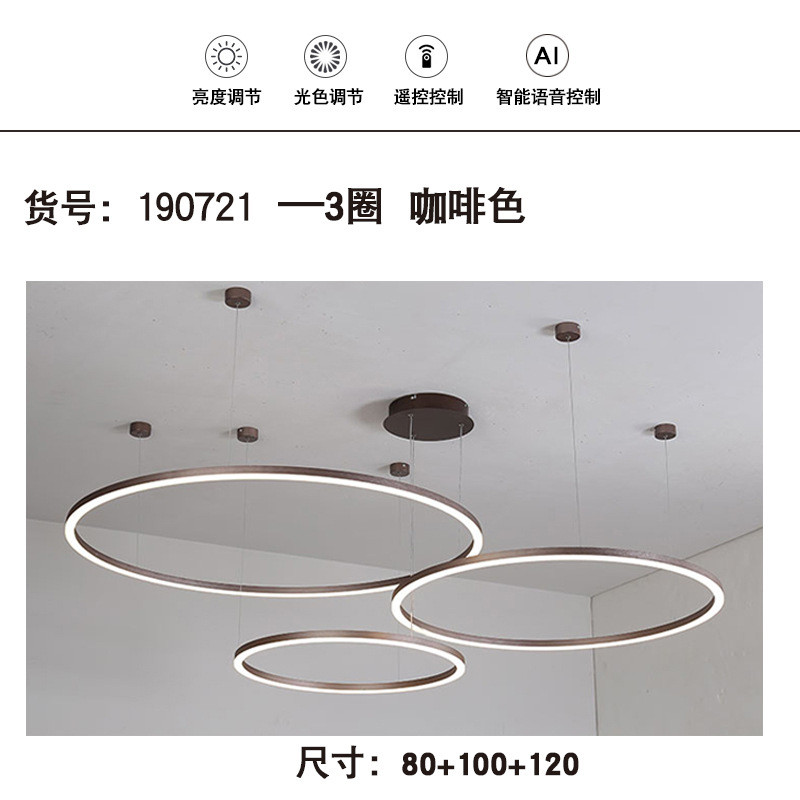 客厅吊灯现代轻奢简约大气2023年新款极主卧室餐厅圆环形灯具灯饰