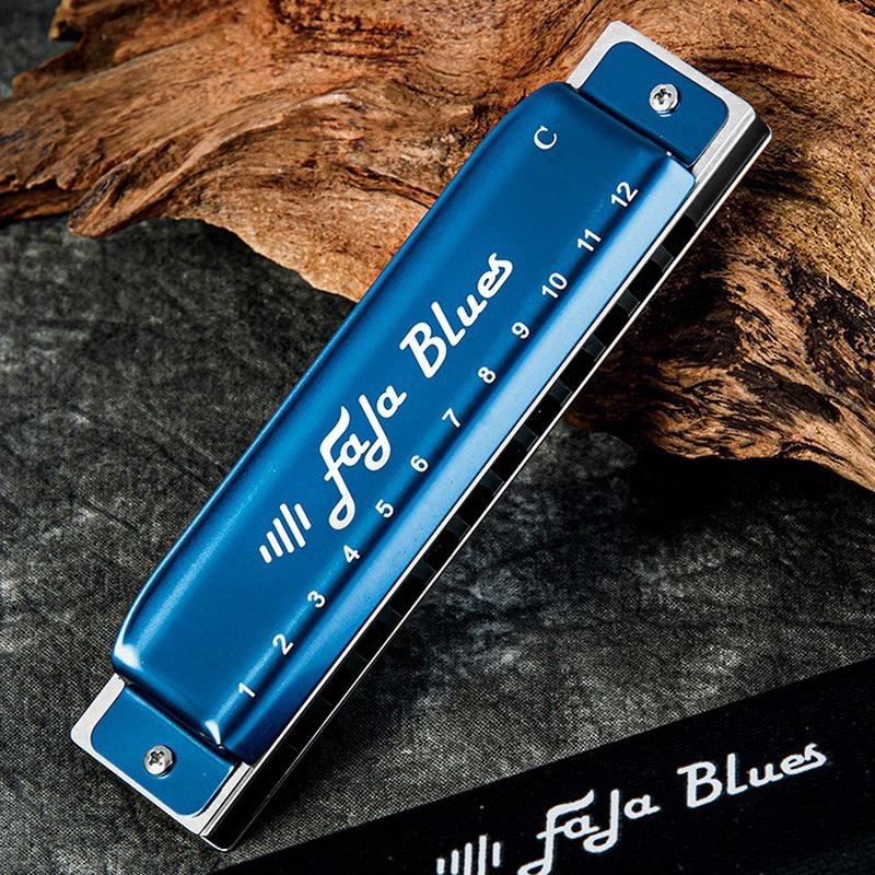 东方鼎fala布鲁斯口琴12孔金属琴格铝格专业演奏级自带低音4和6