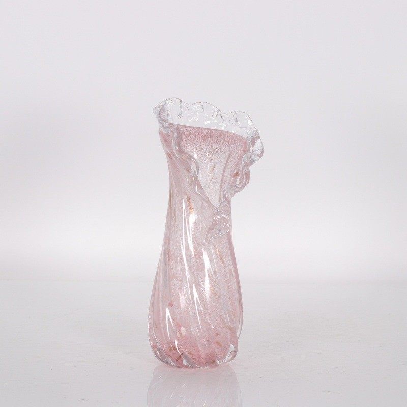 彩色手工玻璃花瓶摆件家居工艺品白菜装饰琉璃瓶花边口装饰碗摆件