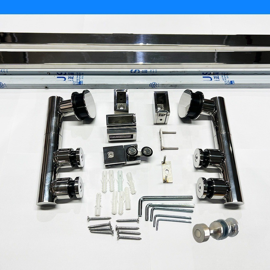 厂家直销无框玻璃折叠门全套推拉平移门左右五金配件滑轮吊轮五金