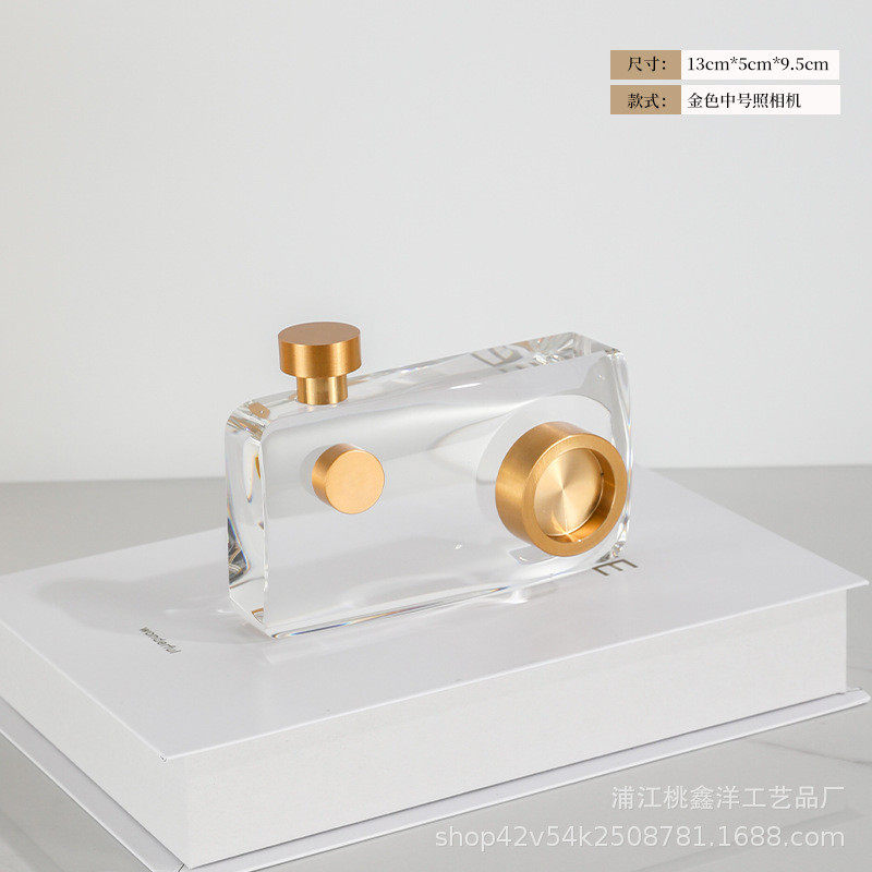 小众金属支架相机摆件现代简约设计师款工艺品水晶买手展厅直播间