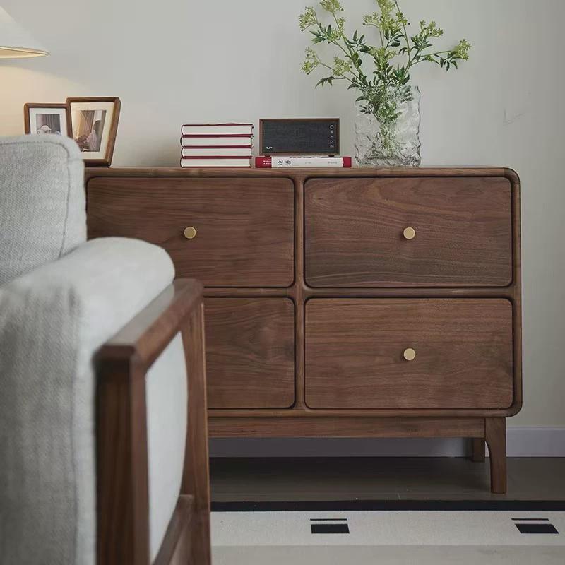北美黑胡桃木实木六斗柜边柜卧室床尾柜储物柜客厅入户玄关柜靠墙
