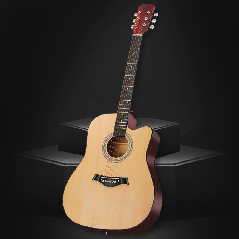 【工厂直销】41寸椴木全民谣木吉他原木色黑色化蓝色日落色吉他