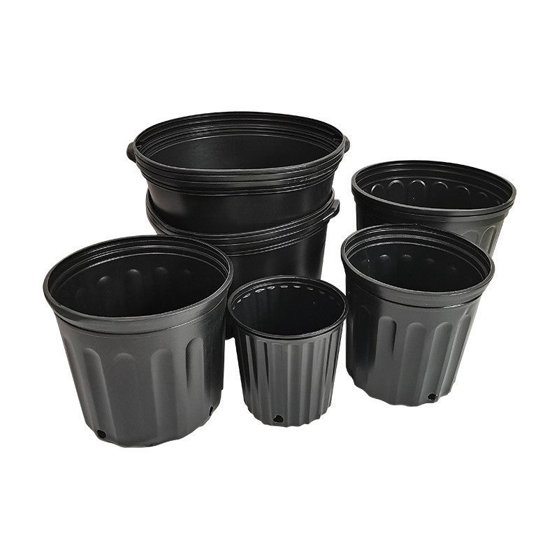 批发吹塑黑色型号花卉苗圃实用简易花盆加仑盆齐全高款矮款加仑盆