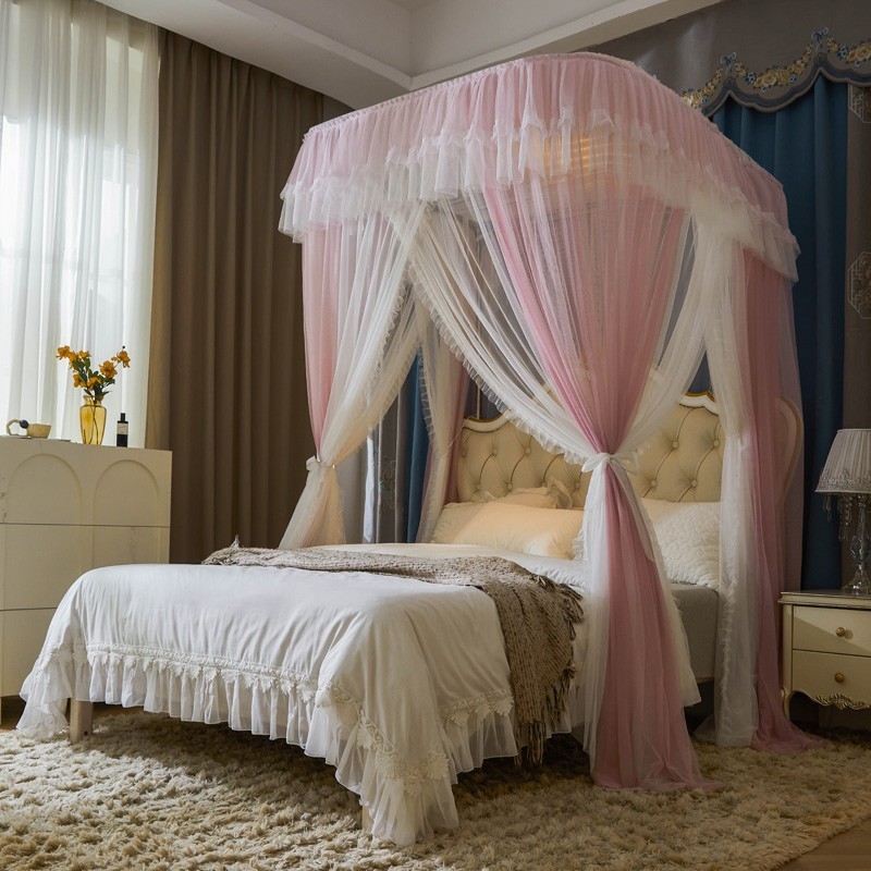 of9d加密双层u型2023新款蚊帐伸缩支架加密加厚公主风三开门家用1