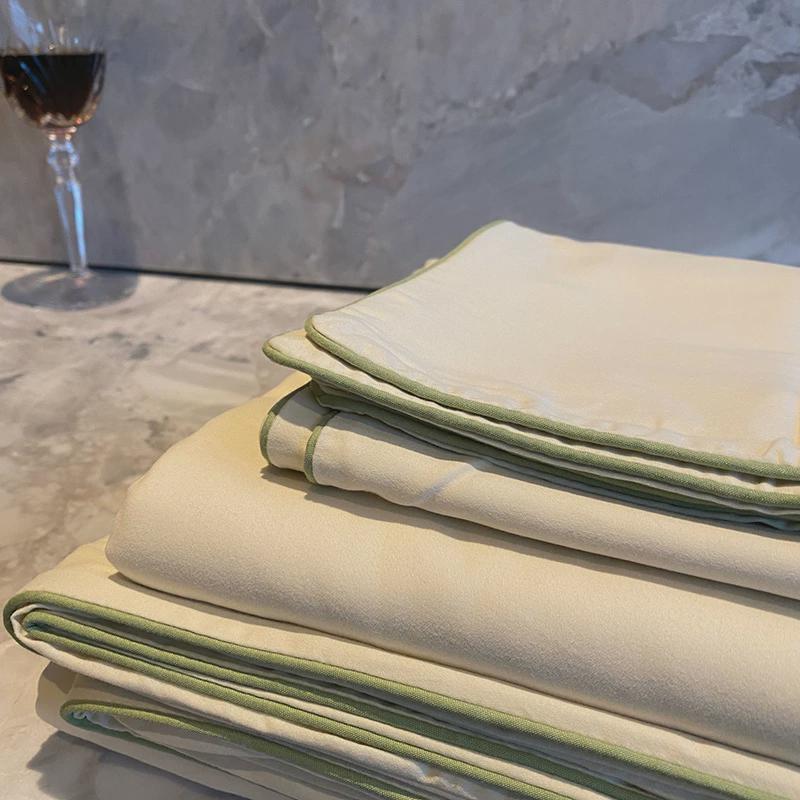 莫兰迪色系100支全棉磨毛四件套长绒棉轻奢绳撞色三件套嵌简约