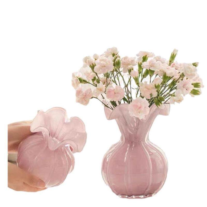 花瓶摆件客厅插花玻璃琉璃轻奢高级感粉色高端餐桌玄关法式水晶小,家居饰品,装饰摆件,淘宝优惠券,粉丝福利购,淘宝优惠卷