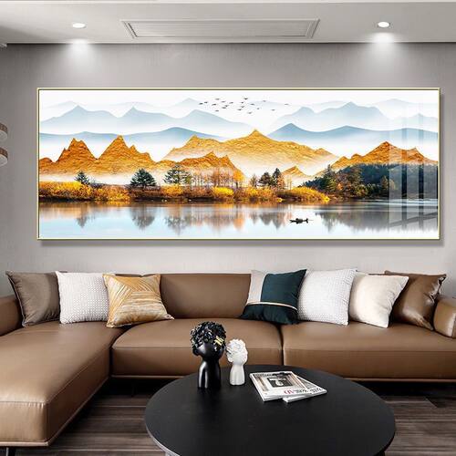 新中式现代横版客厅装饰画简约沙发背景挂墙背有靠山挂画办公室壁