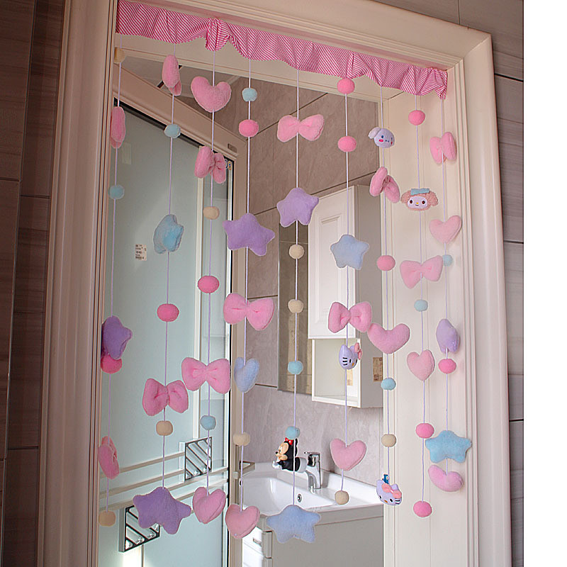 卡通ins衣帽间门帘少女心卧室可爱家用半截布艺书房隔断帘卧室