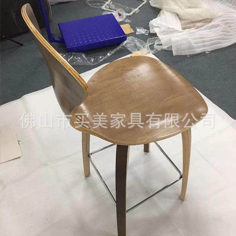 弯曲木酒吧椅创意高脚凳现代简约小蛮腰吧椅中古靠背餐椅网红ins