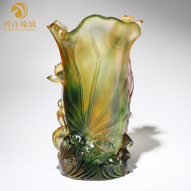 玻璃花瓶摆件水晶插花工艺品家居客厅装饰鱼琉璃轻奢乔迁新居礼品