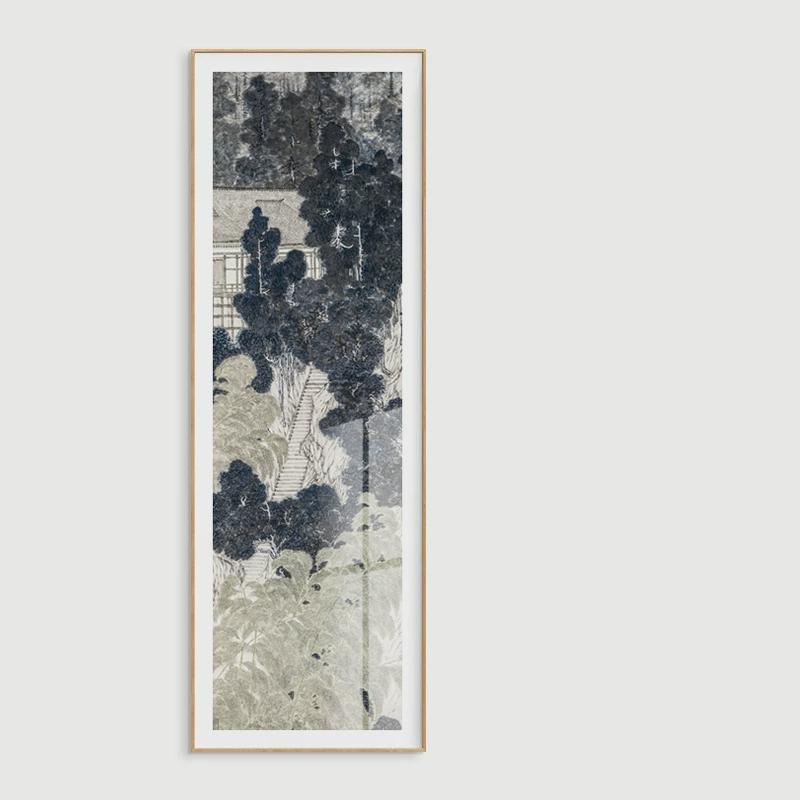 近江八景日式和风装饰画竖版玄关走廊风景山水新中式客厅日料挂画图片
