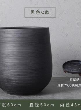 绿植盆栽花盆室内阳台落地花坛庭院水缸装饰品摆件白色陶瓷大花瓶