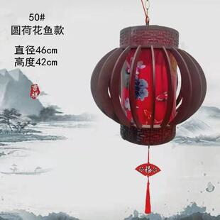 实木旋转灯笼客厅木制茶楼装饰仿古木艺中式吊灯阳台宫灯led转灯