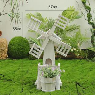 实木风车摆件微景观花园庭院装饰创意森系摆设幼儿园新品布置环境