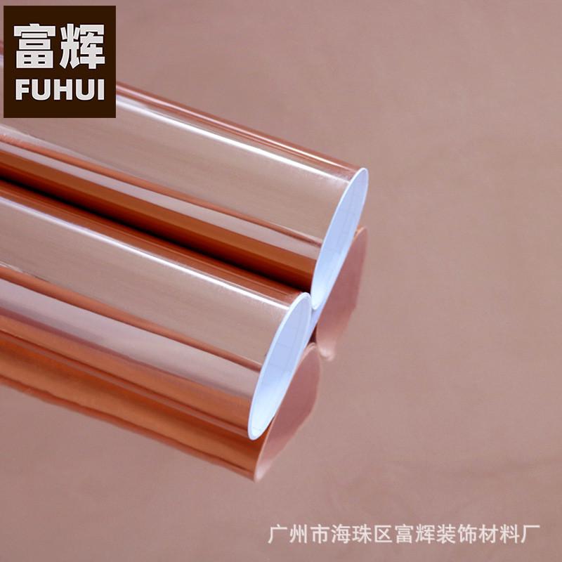 PVC金色自粘墙纸家具翻新贴纸镜面防水壁纸银色高光亮面波音软片