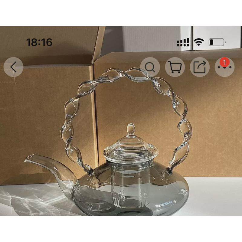 蓝色扭纹玻璃茶壶高颜值克莱因蓝高硼硅玻璃壶功夫茶具
