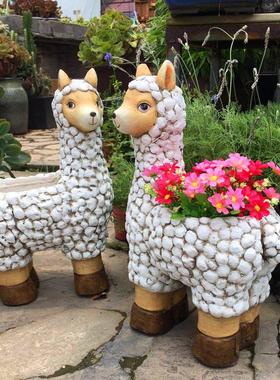 花园花盆多肉植物羊驼摆设植物盆栽创意可爱花盆庭院大码田园装饰