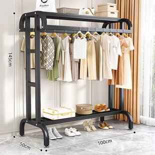 晾衣杆弯衣架双阳台专用固定式特厚折叠晾衣架落地立式晒衣架