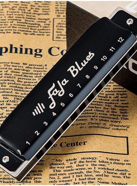 东方鼎fala布鲁斯口琴12孔金属琴格铝格专业演奏级自带和4低音6