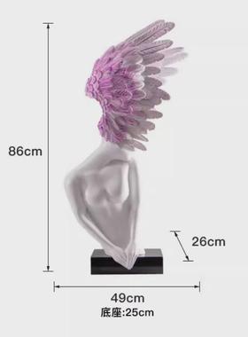创意轻奢天使翅膀酒店玻璃钢雕塑人商场橱窗美陈装置软装饰品摆件