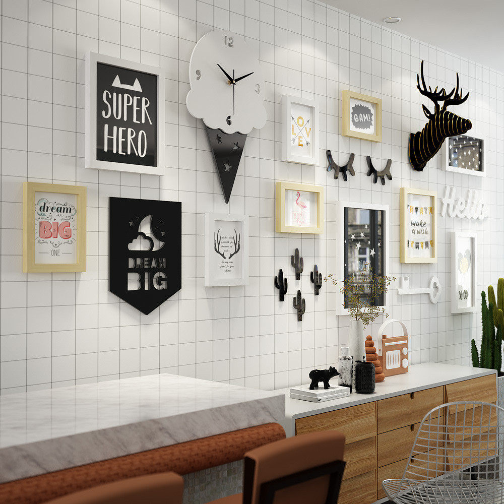 高分子_2274ins风照片墙网红直播组合相框装饰画框抖音清新简约风